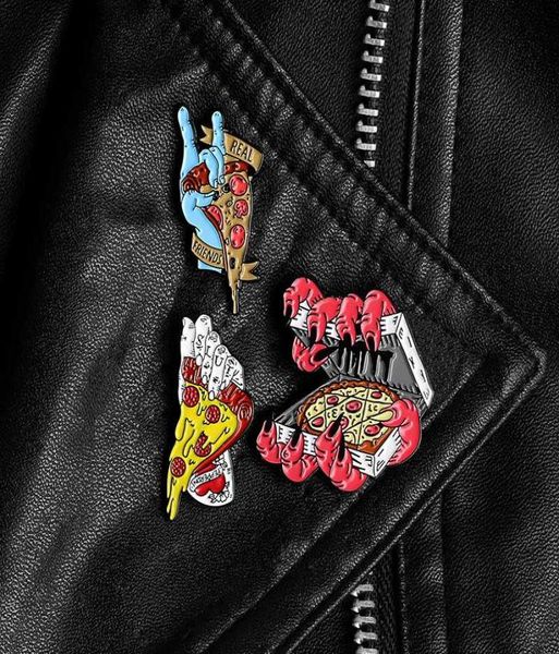 

punk hand pizza pins i love pizza enamel lapel pins brooches badges hat bag leather jackets accessories jewelry gifts6178350, Gray