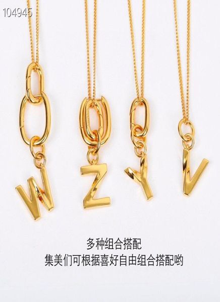 

vintage classi brand designer copper with 18k yellow gold plated all 26 pcs alphabet letter three round circle charm necklace for 2083233, Silver