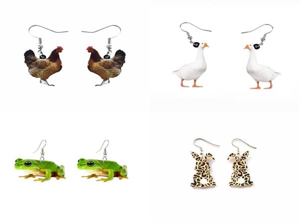 

funny simulation animal acrylic dangle earrings for women frog butterfly chicken duck earring own design drop earrings female 20224707139, Silver