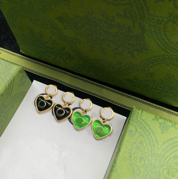 

stainless steel women designer double letter g stud luxury geometric heartshaped couple enamel earrings lady party w5501212, Golden;silver