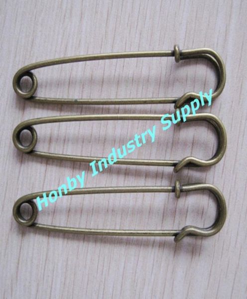 

pack of 100 pcs 76 mm antique bronze color kilt safety pin brooch findings shippping7052161, Silver