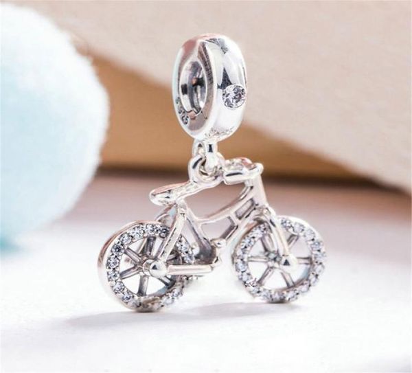 

925 sterling silver brilliant bicycle pendant charm bead for european jewelry charm bracelets7527819, Black