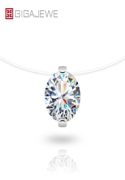 

gigajewe moissanite christmas necklace 30ct 90mm vvs1 ef color pendent round cut fish line gmsn0087977851, Silver