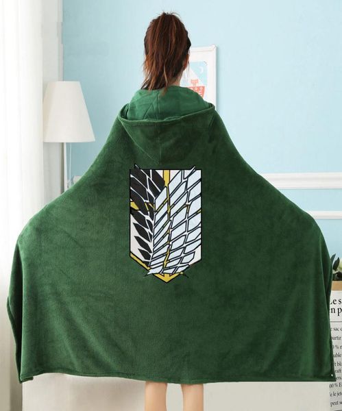 

attack on titan wearable throw blanket with hooded for children and adults scout regiment plush animal blanket christmas gifts 2016500509