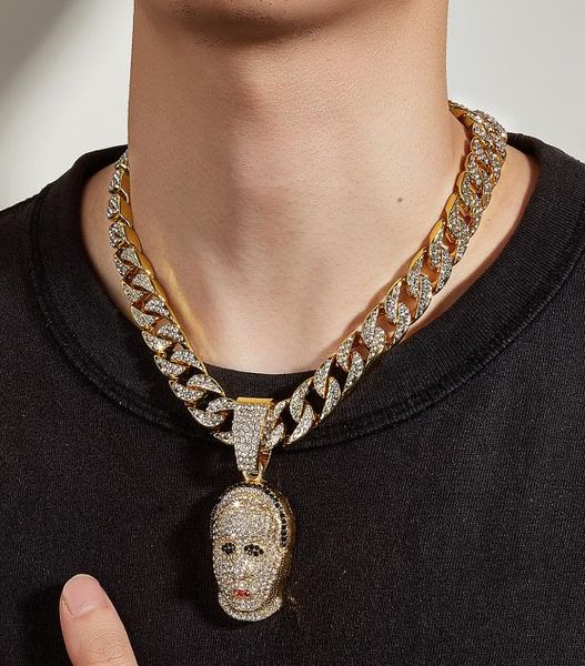 

mens iced out chain hip hop jewelry necklace bracelets gold silver miami cuban link chains necklaces skull3787263, Black