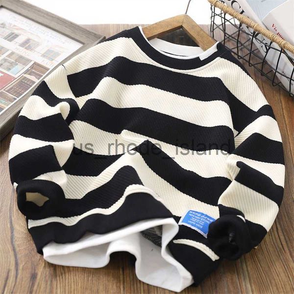 

jackets hoodies children's clothing boys spring autumn longsleeve stripe black white t-shirt kids sweatshirt child cotton clothes boys