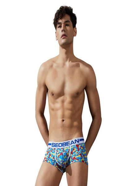 

2019 men breathable male boxer shorts cotton shorts underwear printed cuecas soft breathable sell8917974, Black;white