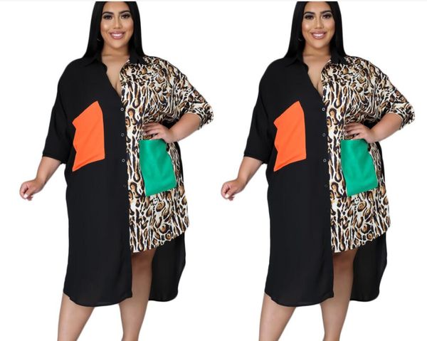 

new women casual dresses clothes luxury designer lapel single-breasted long sleeve shirt dress large size 5xl, Black;gray