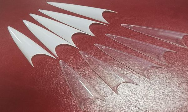 

extra long clear stiletto false nail tips acrylic gel salon half cover fake tips nail salon5208477, Red;gold