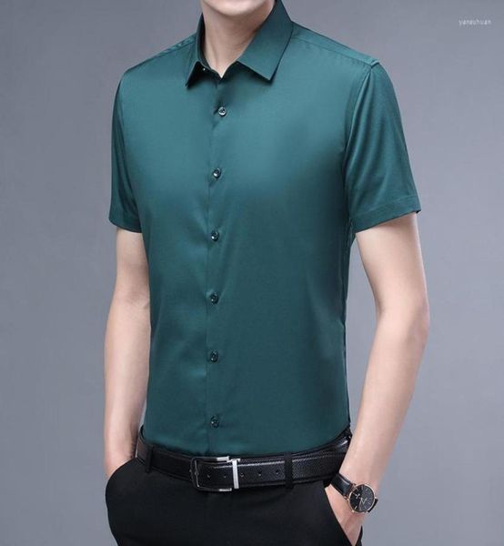 

men039s casual shirts green men 2022 short sleeve superfine fiber mens shirt slim business work camisas solid chemise homme 12 7522834973, White;black