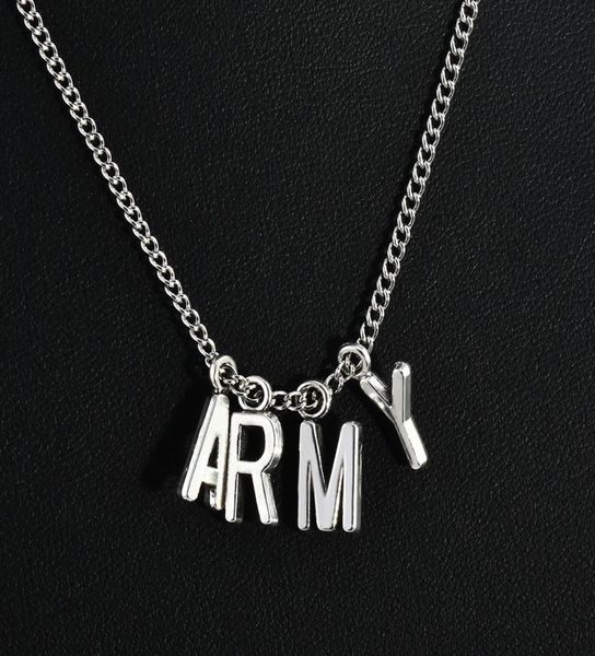 

new fashion kpop bts jimin necklace bangtan boys army army pendant kook jimin v suga charms jewelry gift7041385, Silver