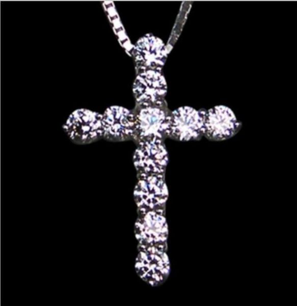 

wedding jewelry sona simulated diamond cross necklace for women diamond crossing pendant94753493551069, Silver