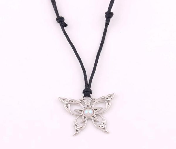 

x2 one piece silver butterfly pentagram pendant with purple amulet jewelry5812955