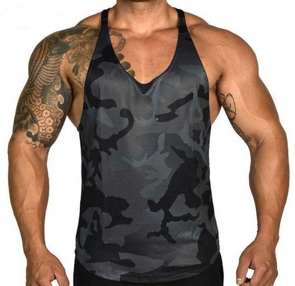 

men039s tank muscle stringer athletic workout gym fitness vest short sleeve tshirts3590595, White;black