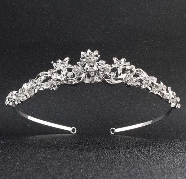 

fashion crystal beads metal alloy tiaras and crowns silver color flower wedding head jewelry hair accessories for women jci0627862551, White;golden