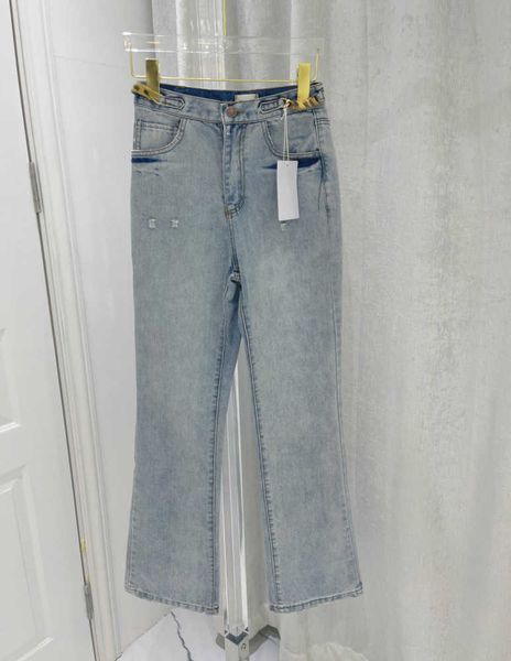 

womens jeans fashion casual pants sophisticated fit comfortable figure-skimming chain decorations summer women clothes wide-legged pant desi, Blue