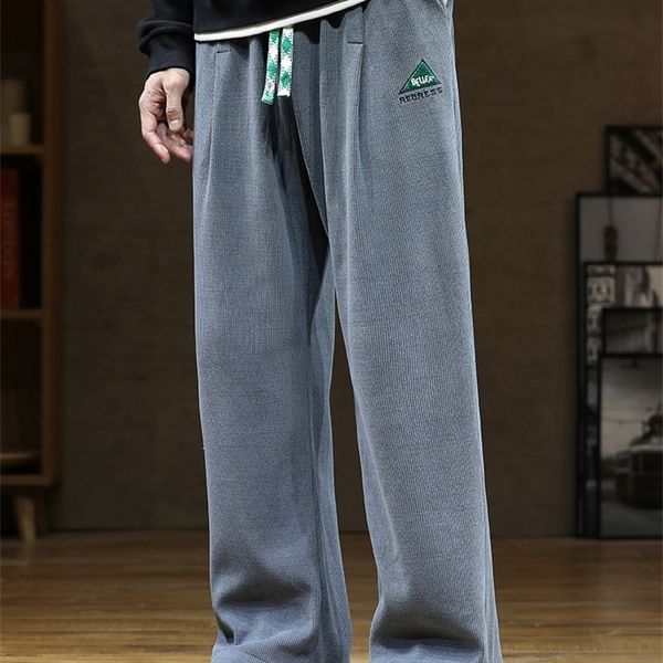 

men s pants autumn corduroy sweatpants men adjustable wide leg joggers plus size streetwear casual straight long baggy 8xl 230711, Black
