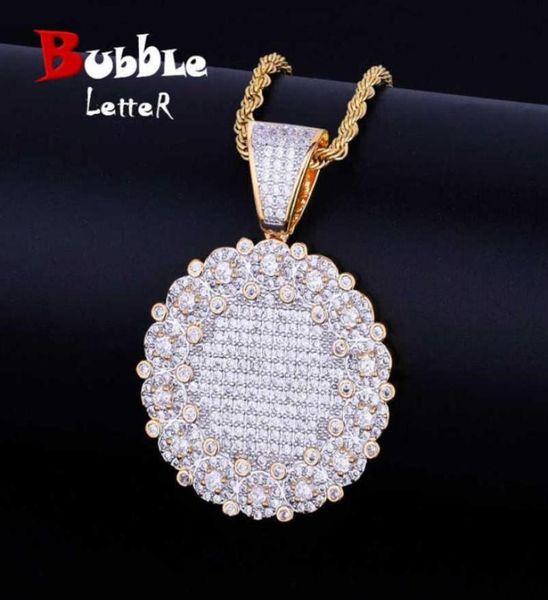

round cluster medallion gold pendant necklace chain charm silver color bling cubic zircon men women hip hop jewelry for gift j19071417980