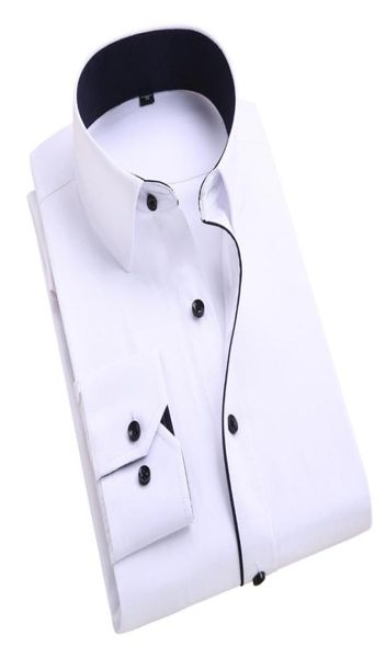 

wholesummer 2016 mens longsleeved whitesolid dress shirt cotton blend business casual classicfit unelastic soft formal shi9758178, White;black
