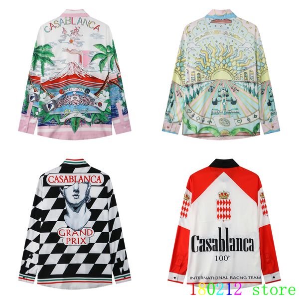 

men's casual shirts thin fabric casablanca long shirt summer men women tennis club hawaii style beach blouse clothes 230711, White;black