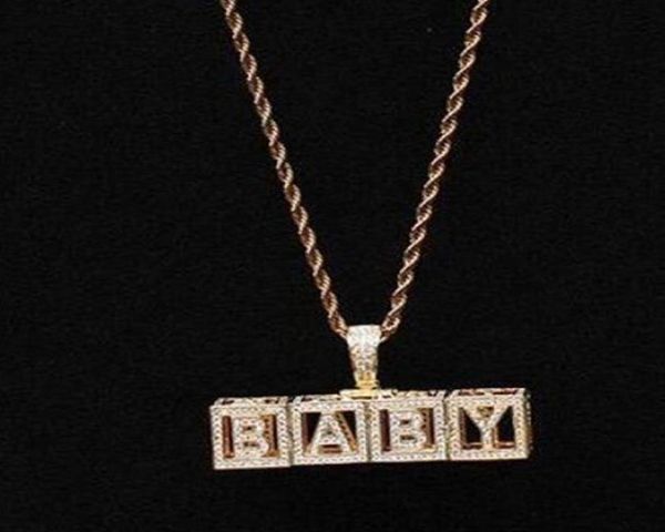 

14k gold baby block custom letters pendant combination letters name pendant with 24inch rope necklaces zirconia jewelry7043738, Silver