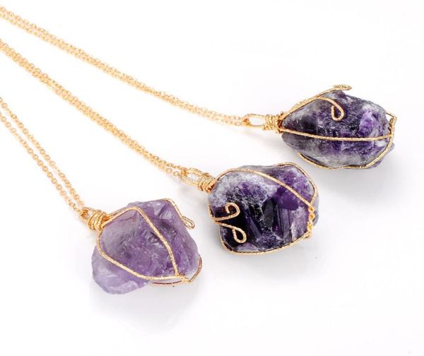 

wine wrap irregular natural gemstone necklace gold chain binding stone pendant necklaces women fashion jewelry gift will and sandy3281933, Silver