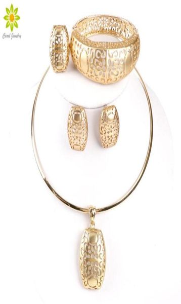 

bridal jewelry sets gold plated jewelry set trendy necklace earrings bracelet ring set for women dubai jewelry set7536247311, Slivery;golden