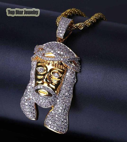 

316l stainless steel hip hop jewelry microinserts cubic zirconia jesus pendant necklace for mens rapper rock accessor5623227, Silver