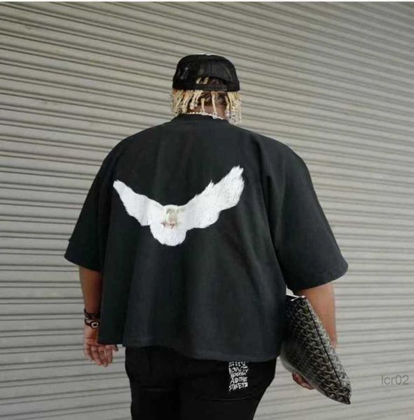 

23sss designer balencigas women t shirt kanyes classic wests gaps three party joint peace dove printed washing water short sleeves high 7x9c, White;black