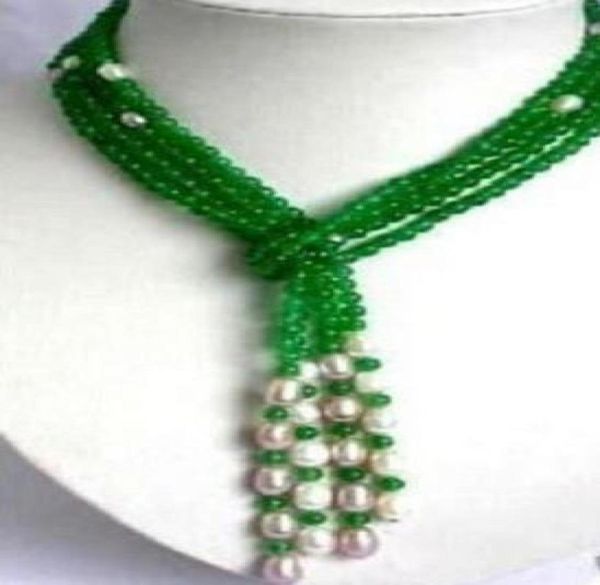 

6mm jade verde blanco perla bufanda forma collar 50 quotss0251146448, Silver