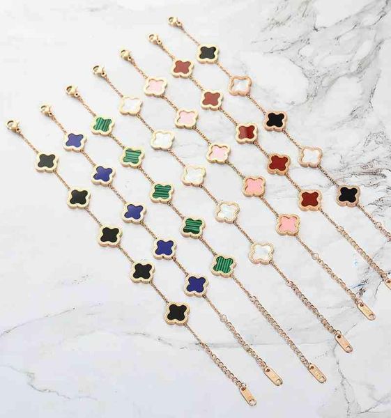 

bracelet ins lucky clover korean version simple rose student titanium steel couple 18k no hand grass girlfriend3997419, Black