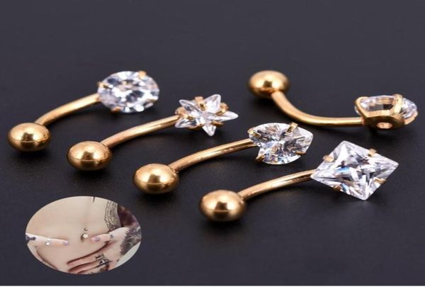 

auniquestyle new anti allergy lounger titanium earrings ear nail belly button rings navel piercing star heart round crystal jewelr3726345, Silver