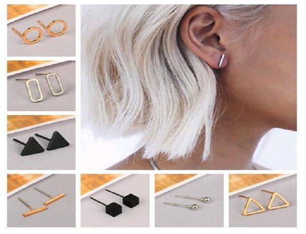 

fashion simple geometry stud earrings triangle square earrings 3 colors punk earrings jewelry for women girl brithday christmas gi2111915, Golden;silver