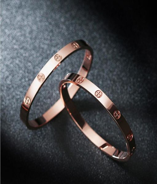 

qulisty titanium steel bracelets silver rose gold bangles women bracelet couple with box1830150, Black