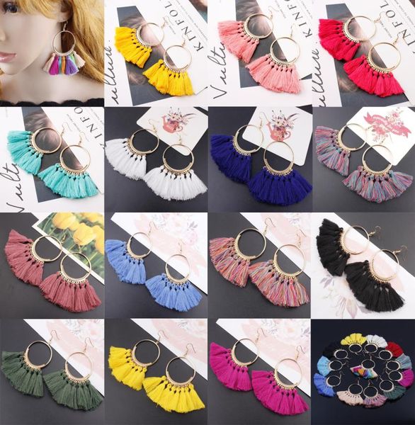 

multicolor womens fashion bohemian fanshape pendant earrings long tassel fringe dangle hook earring eardrop ethnic jewelry gift3292588, Silver