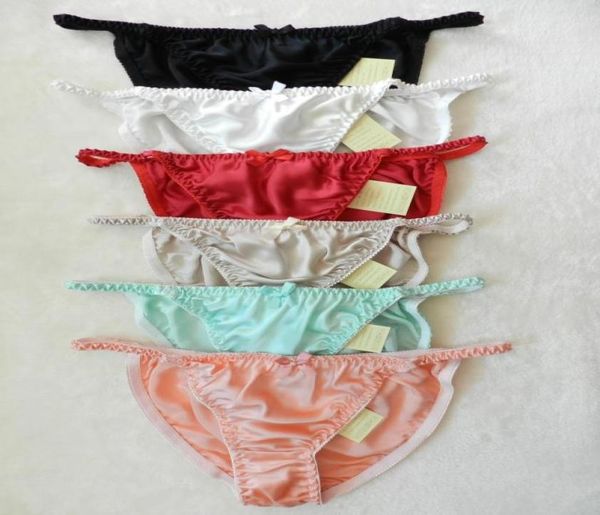 

yavorrs 6 pieces pure 100 silk women039s string bikini panties underwear5913052, Black;pink