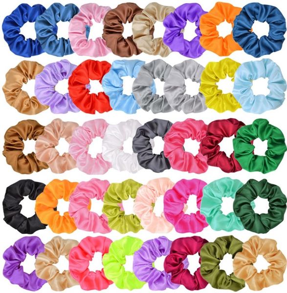 

solid girl elastic hair scrunchie scrunchy head band ponytail hairbands girls hairs rope hair accessories a2756691566, Slivery;white