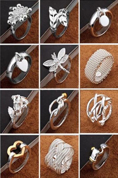 

valentines gift 925 silver jewelry 50pcslot charming womengirls finge rings multi styles rings mix size amp mix order ho1810472