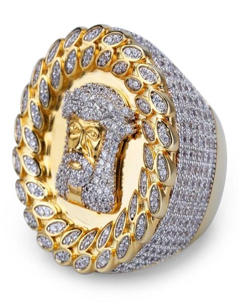 

jesus head men039s ring highend microinlaid zircon hip hop hiphop ring ornament9291143, Silver