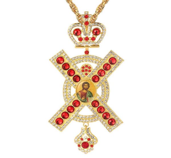 

pectoral cross pendant necklace christian church golden priest crucifix long necklace orthodox baptism jewelry religious s x0707194583926, Silver