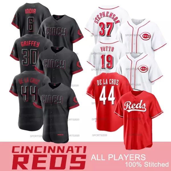 

elly de la cruz city connect baseball jersey andrew abbott 2023 all star matt mclain jonathan india joey votto tyler stephenson friedl barry, Blue;black