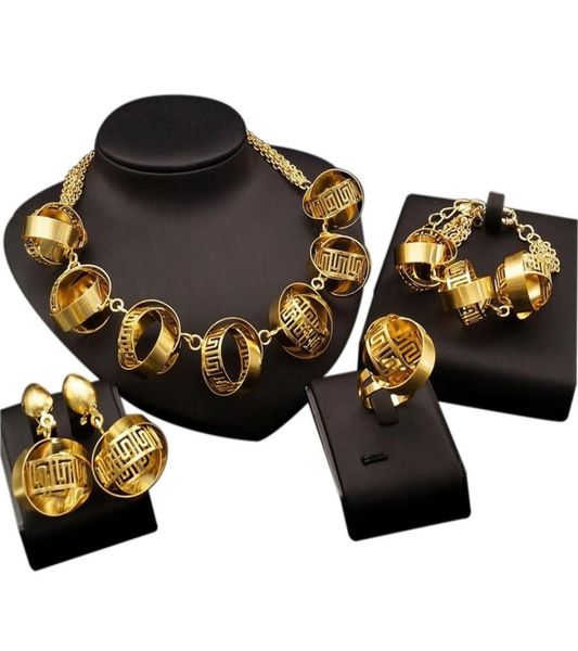 

yulaili african nigeria wedding traditional big necklace gold plated pendant earrings bracelet ring ethiopian jewelry sets for wom3296963, Black