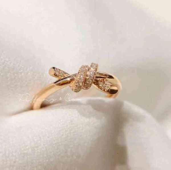 

higher versiont family knot ring fried dough knot cross temperament advanced feeling diamond rose gold k1053433, Silver