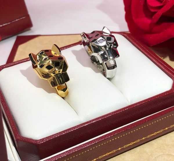 

classic designer fashion 925 sterling silver green eyes leopard ring animal zircon 18k gold plated panther jewelry for women or me9836239, Golden;silver