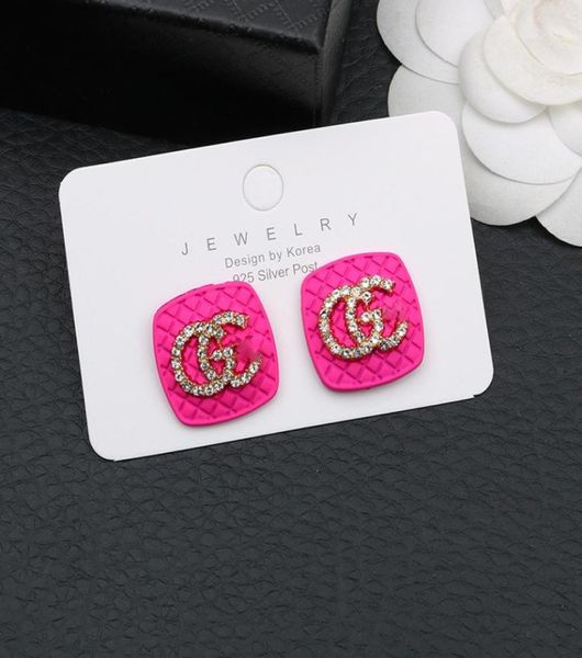 

5color 18k gold plated brand designer stud dangle earrings copper metal classic retro geometry women crystal pearl wedding party g7130168, Silver