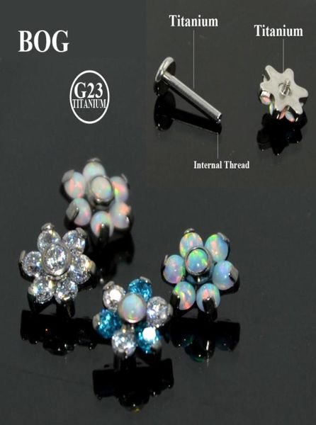 

1pcs g23 titanium prong set fire opal ear tragus cartilage studs helix tragus piercing barbell body jewelry stud earring2029627, Slivery;golden