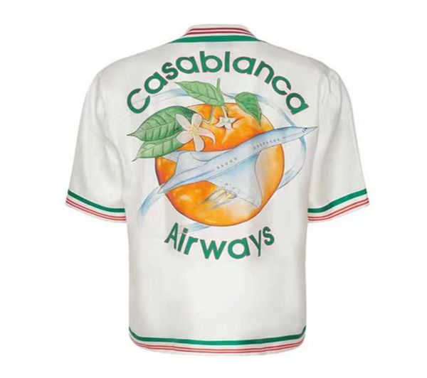 

silk designer shirts plane orange flower print hawaii casual loose men and women short sleeve shirt4078449, White;black