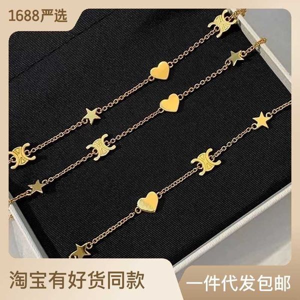 

love arc de triomphe steel plated 18k real gold colorless bracelet temperament light luxury fashion jewelry, Golden;silver