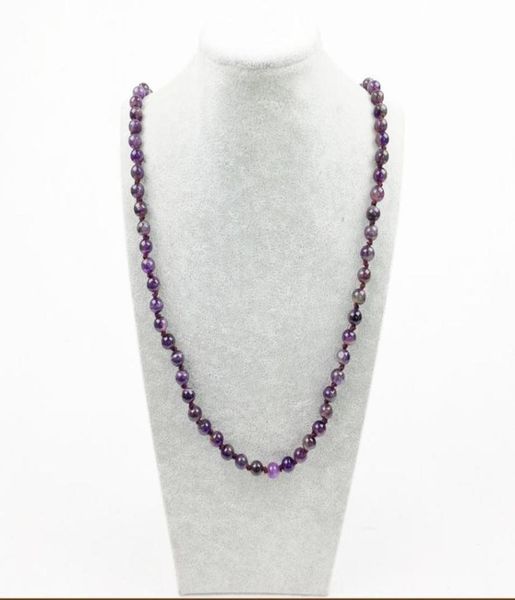 

st0290 2016 fancy boho jewelry long necklace 38039039 knotted amethyst necklace jewelry for women trendy womens yoga neckla40350449447064, Silver
