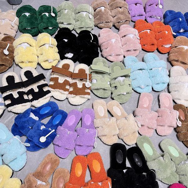 

authentic wool fur slippers womens sandals ladies fashion designer fluffy fuzzy chypre h winter indoor office casual sneaker shoes mule rubb, Black